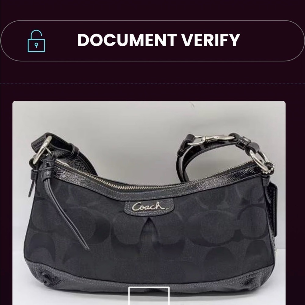 Coach Black Signature Canvas and Patent Leather Shoulder Bag​​ - Picture 8 of 8